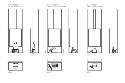 Prop Studios' original plans, showing how the window scheme would fit within the Anya Hindmarch store