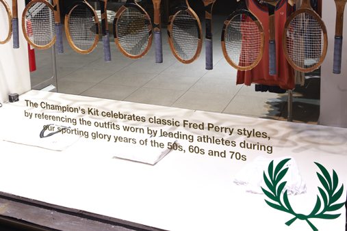 Close-up of the Fred Perry window