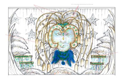 Prop Studios' original colour sketch showing the design for one of the Al Rubaiyat windows