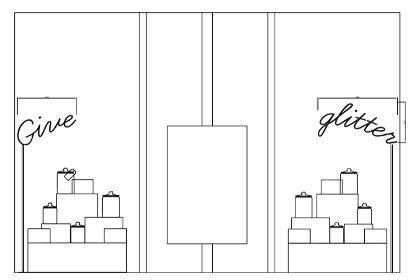 Initial sketch showing how the window display would be arranged within the Anya Hindmarch store