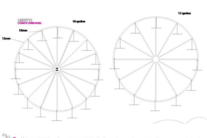 Technical drawing to show how Prop Studios' Ferris wheel would be constructed within the Liberty window