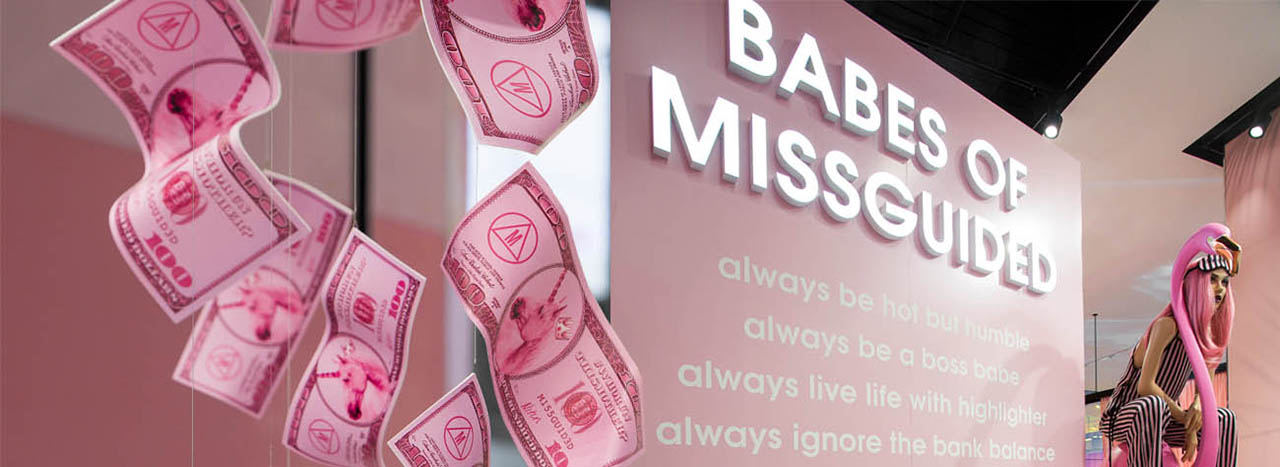 Close-up image showing Prop Studios' social media-friendly store design concept for Missguided