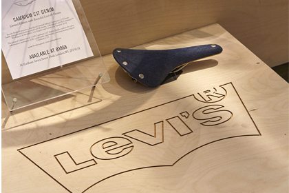 Close-up image of one of the Levi's plinths, created exclusively for the brand by Prop Studios