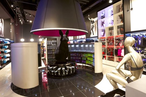 Image showing the size and scale of the rabbit sculpture within the Ann Summers store