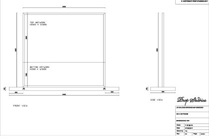 Technical sketch by Prop Studios showing how the window will be constructed