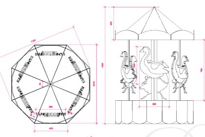 Technical drawing showing the dimensions of one of the sculptures designed by Prop Studios for Liberty's Christmas window scheme