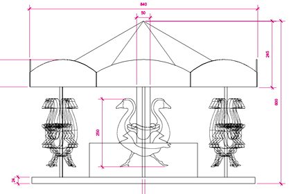 Prop Studios' original technical drawing, outlining the dimensions for the six geese a-laying carousel for Liberty's Christmas windows