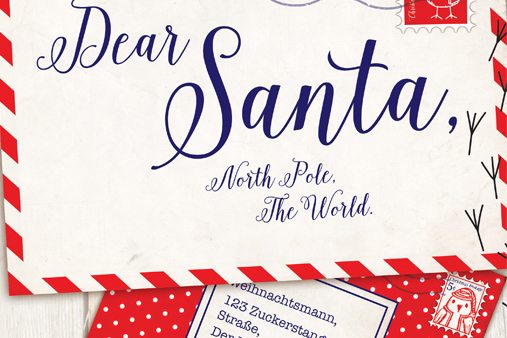 The Prop Studios design team visualized the childhood traditional Christmas, such as these letters to Santa, with a mischievous twist