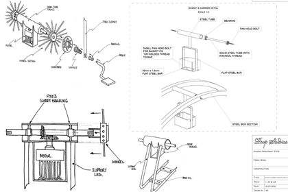 Original technical sketches designed by Prop Studios to show the construction of some of the instore sculptures created for Hyundai