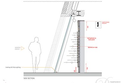 Technical drawing showing how the design appears to a passerby